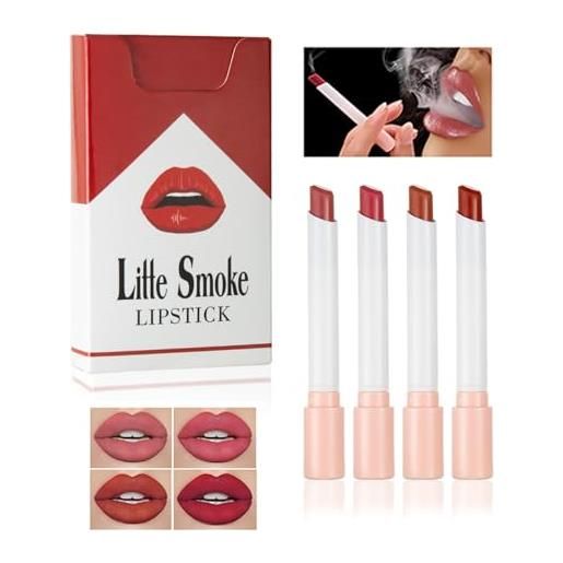 Keeoysie lipstick cigarettes set rossetto, rossetto opaco lunga tenuta, impermeabile e idratante lipstick, 4 pezzi, rossetto opaco, cigaret case design lip stick trucco - c