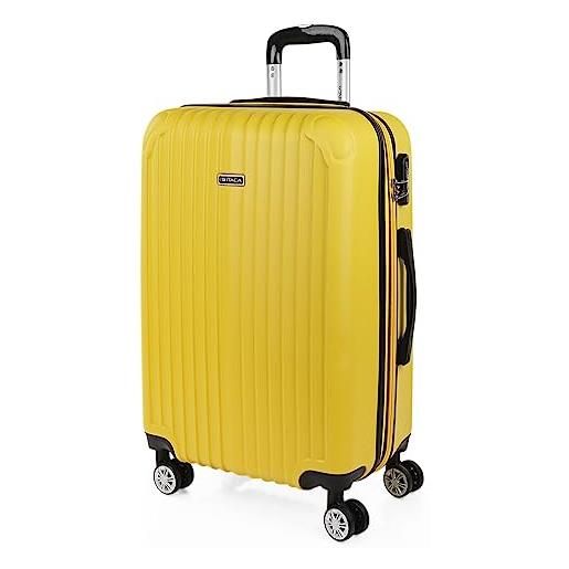 ITACA - valigia media da viaggio rigide. Trolley medio con 4 ruote. Materiale abs valigia media rigida in offerta resistente e super leggero - valigia 20 kg lucchetto tsa t71560, giallo