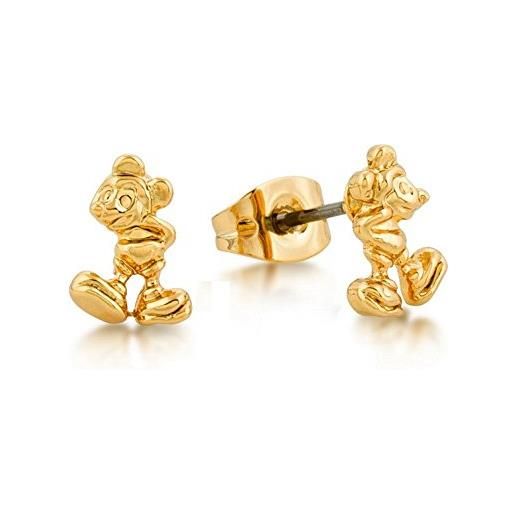 Disney couture - orecchini a perno placcati oro, motivo: topolino