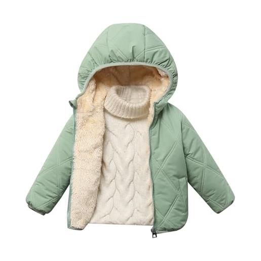 Kayferli giacca invernale per bambini, da ragazza, invernale, spesso piumino per bambini, tinta unita, confortevole, giacca invernale per bambini, giacca invernale per ragazzi, verde, 5-6 anni