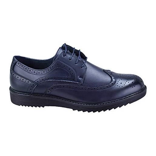 Evoga scarpe parigine uomo casual eleganti calzature francesine man's shoes (40, blu)