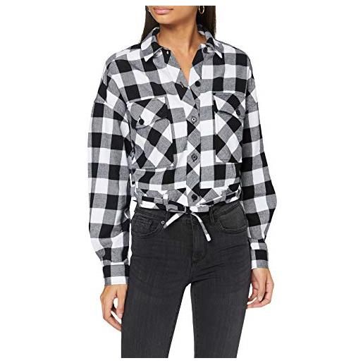 Urban Classics maglietta da donna oversize a scacchi camicia, nero/bianco, s
