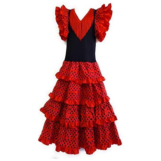 Flamifeel - vestito flamenco, da adulto, colore: rosso/nero, rouge-noir, x-large