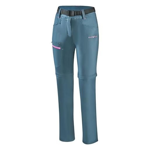 Black Crevice pantaloni da trekking da donna con zip off leg escursionismo, blue mirage/pink, 48