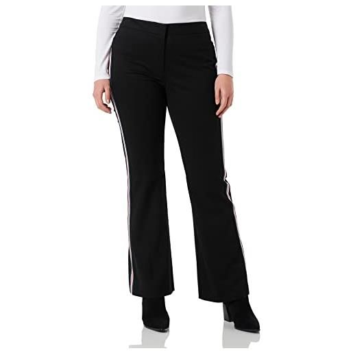 Love Moschino flare fit twith striped tape and love patch on the back strap pantaloni casual, black, 46 da donna