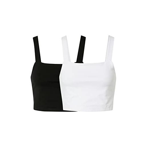 Urban Classics oberteil ladies cropped top 2-pack t-shirt, black/white, l donna