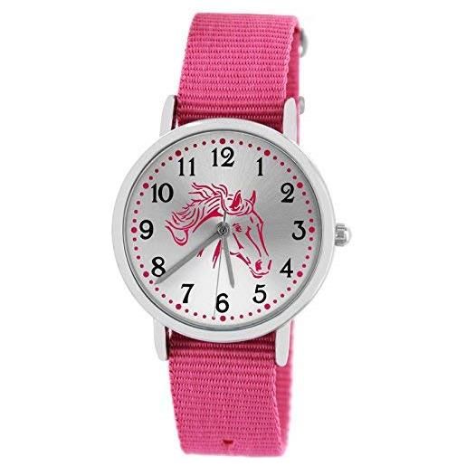 Pacific Time 86528 orologio da polso per bambine e ragazze, a cambio rapido, cinturino in tessuto, analogico, al quarzo, sportivo, rosa