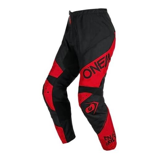 O'NEAL | pantaloni enduro mx motocross | massima libertà di movimento, design leggero, traspirante e resistente | element racewear v. 24 pants | adulto | nero rosso | taglia 34