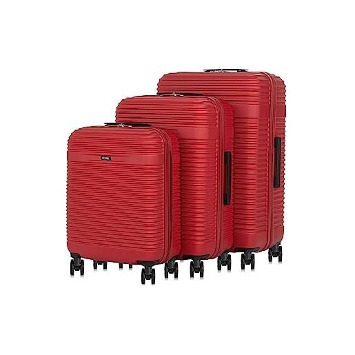 OCHNIK set di valigie | valigia rigida | materiale: abs | dimensioni: 76x51x30cm | volume: 97 litri | 4 ruote | alta qualità | rosso