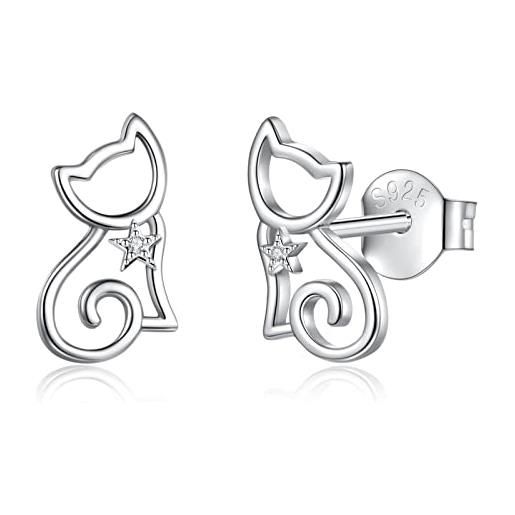EUDORA Harmony Ball orecchini per gatti in argento sterling per donne, simpatici gattini con orecchini ipoallergenici regali per ragazze e figlie che amano i gatti. 