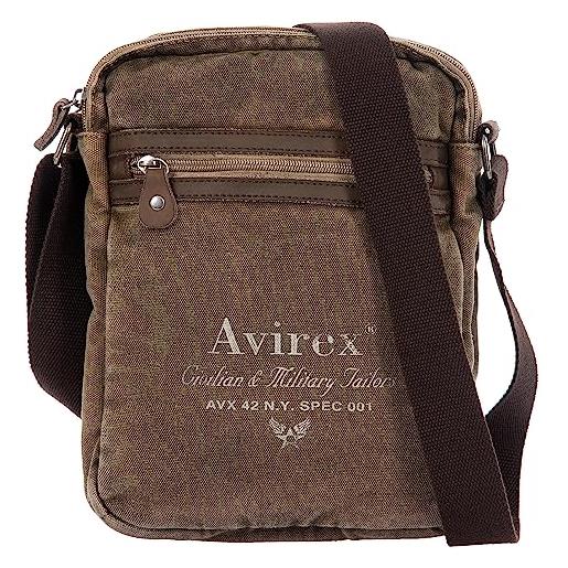 Avirex collezione 140506, borsello tracolla grande, cross-body bag large, borsa uomo, colore verde kaki