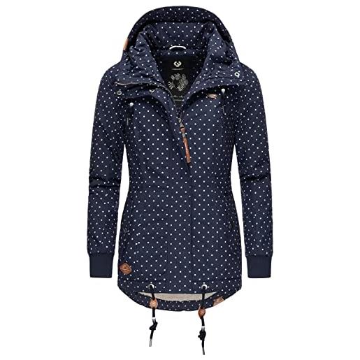 Ragwear giacca invernale da donna con cappuccio danka dots ii, taglia xs-xxl, blu navy, s