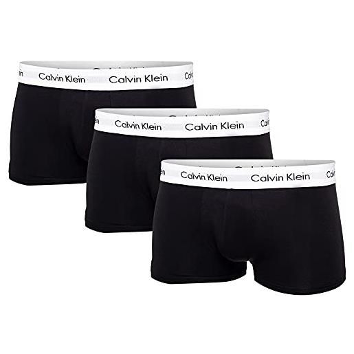 Calvin Klein low rise trunk 3pk boxer, nero (black 001), m (pacco da 3) uomo