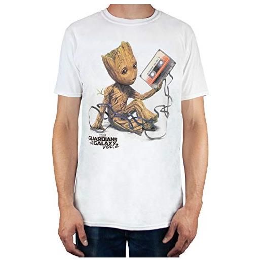 Guardians of the Galaxy vol 2 groot tape - maglietta da uomo, bianco, l