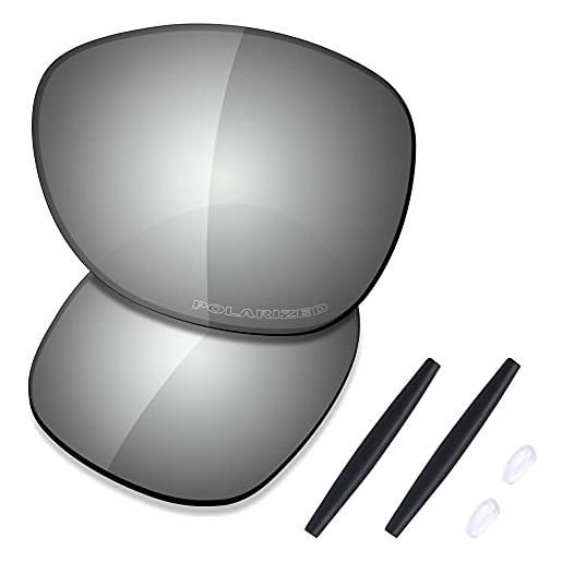 Saucer lenti di ricambio premium e kit di gomma per occhiali da sole oakley crosshair 2012 oo4060, alta definizione: metallo cromato polarizzato, taglia unica