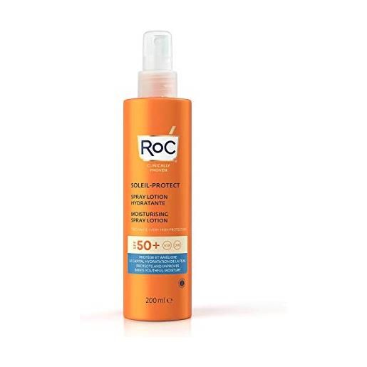 RoC - lozione spray idratante soleil-protect spf 50 - crema solare non grassa - alta protezione - resistente all'acqua - 200 ml