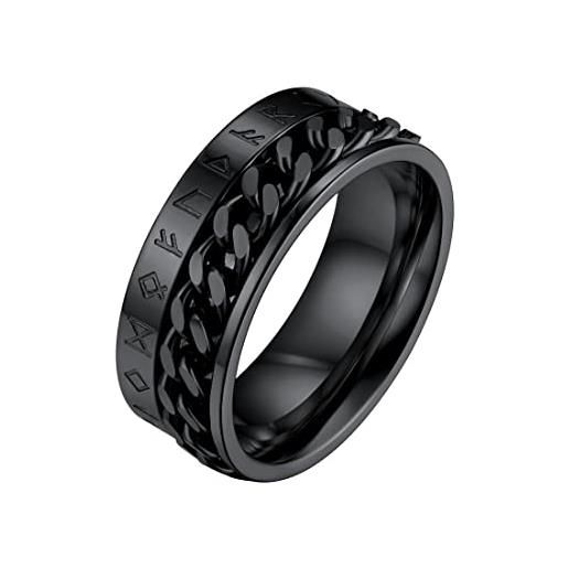 FaithHeart anello da dito unisex personalizzabile anello a catena anello vichingo anello a forma di runa gioielli punk vichinghi anello hip-pop con confezione regalo per compleanno/san valentino