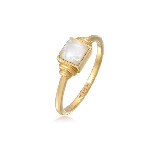 Elli anelli anello premium donne quadrato vintage con pietra di luna in argento sterlino 925 placcato oro