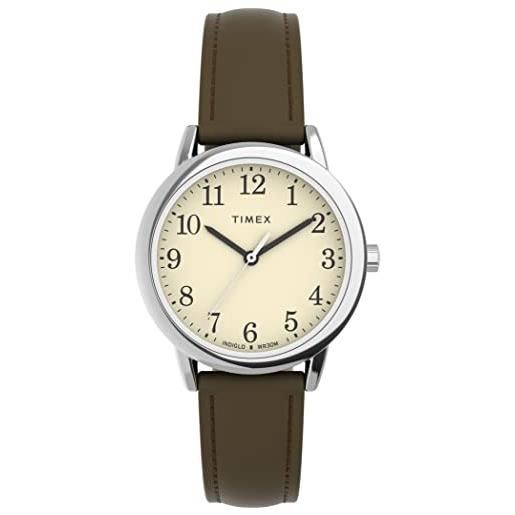Timex easy reader, orologio da donna con cinturino in pelle da 30 mm, tw2v69000