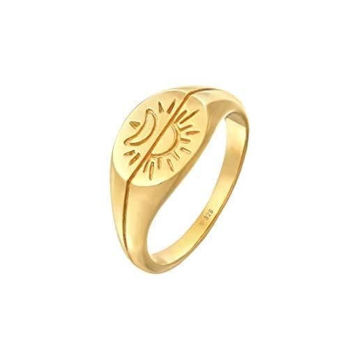 Elli anelli donna signet ring sole luna astro boho trend blogger in argento 925 placcato oro