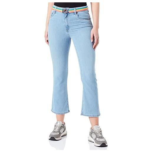 Love Moschino rainbow with elastic belt jeans, light blue denim, 27 da donna