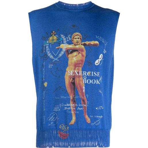 Vivienne Westwood t-shirt smanicata con stampa grafica efetto vissuto - blu