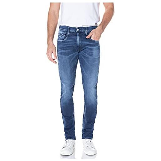 REPLAY m914y anbass hyperflex white shades, jeans uomo, medium blue 009, 34w / 34l