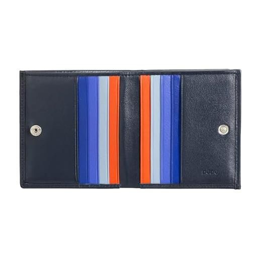 Dudu portafoglio rfid di pelle multicolore porta carte e monete navy