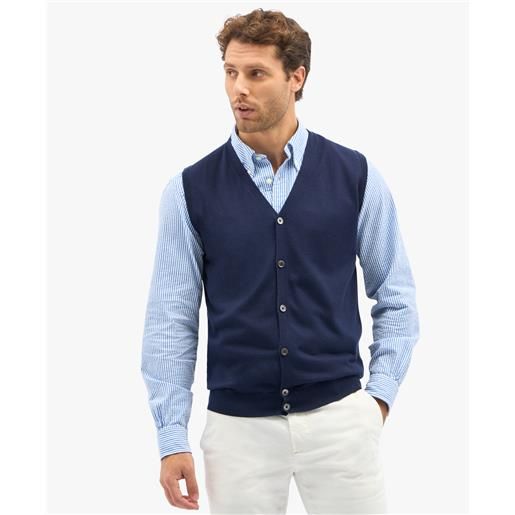 Brooks Brothers gilet navy in misto seta e cashmere