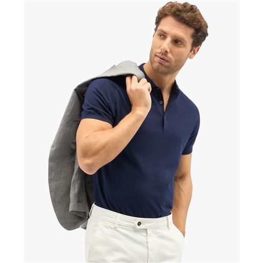 Brooks Brothers polo navy in misto seta e cashmere