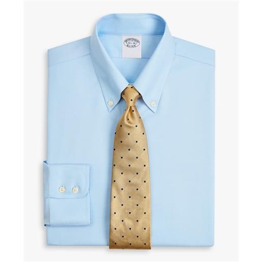 Brooks Brothers camicia azzurra regular fit non-iron in twill di cotone supima elasticizzato con collo button-down blu chiaro