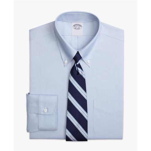 Brooks Brothers camicia azzurra slim fit non-iron pinpoint con collo button-down blu chiaro