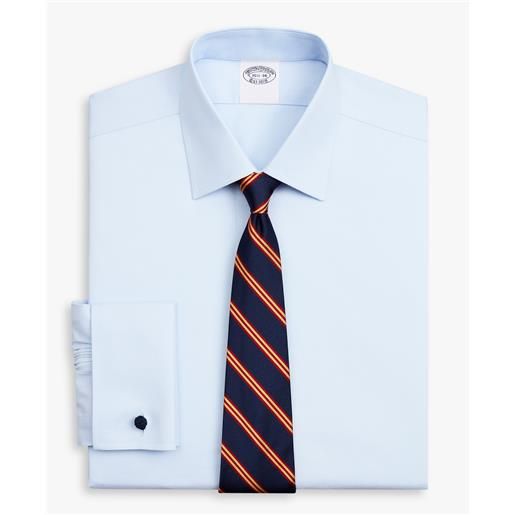 Brooks Brothers camicia azzurra regular fit non-iron oxford pinpoint in cotone supima elasticizzato con collo ainsley blu chiaro