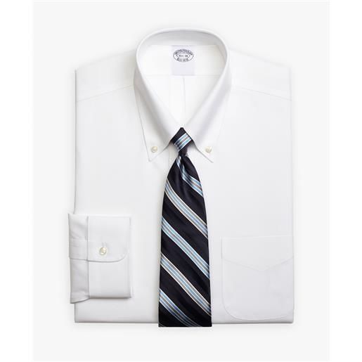 Brooks Brothers camicia bianca con vestibilità tradizionale non-iron in cotone supima elasticizzato con collo button-down bianco