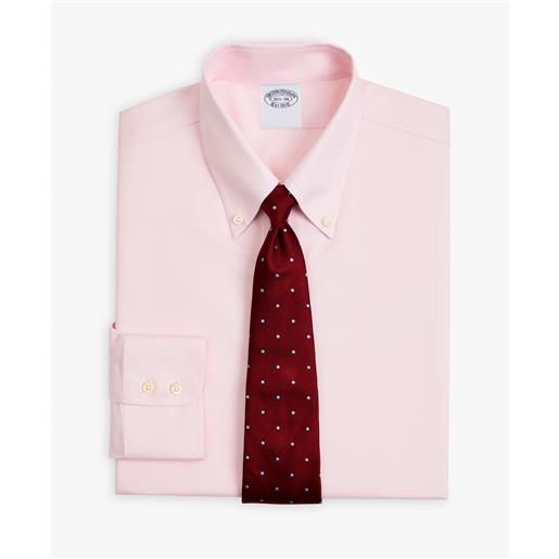 Brooks Brothers camicia rosa slim fit non-iron in twill di cotone supima elasticizzato con collo button-down