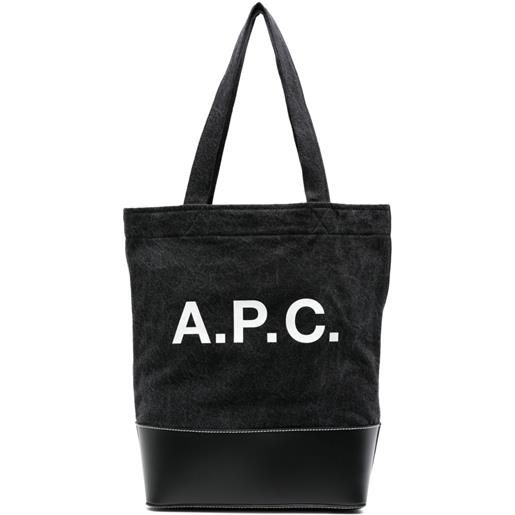 A.P.C. borsa tote axel con inserti - nero