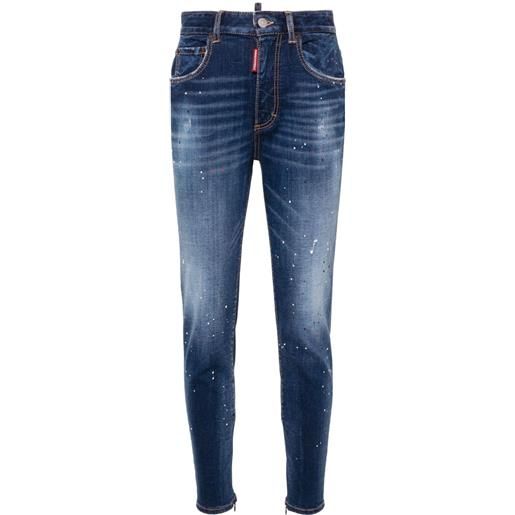 Dsquared2 jeans twiggy skinny a vita alta - blu
