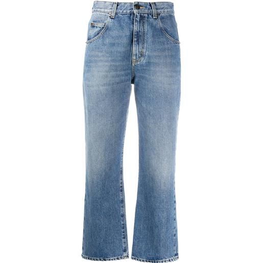 Saint Laurent jeans a vita media crop - blu