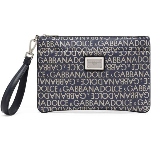Dolce & Gabbana clutch con placca logo - blu