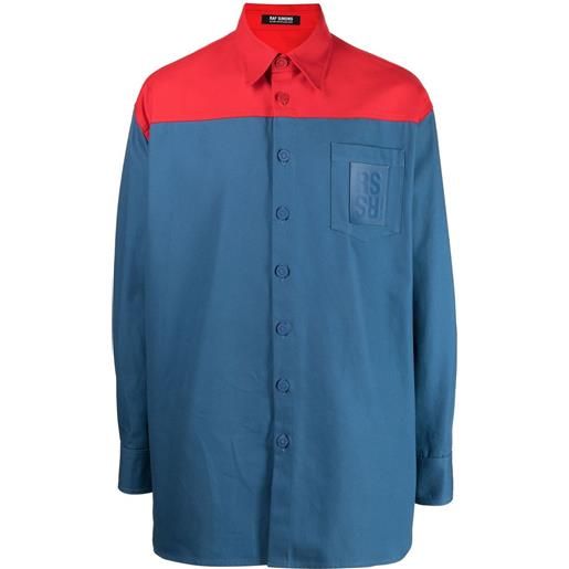 Raf Simons camicia con inserti - blu