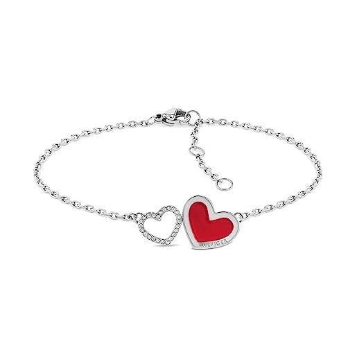 Tommy Hilfiger jewelry braccialetto a catena da donna in acciaio inossidabile decorato con cristalli silver taglia unica