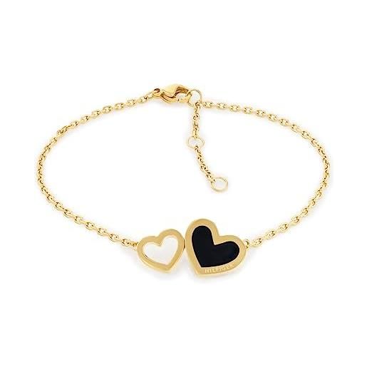 Tommy Hilfiger jewelry braccialetto a catena da donna in acciaio inossidabile decorato con cristalli yellow gold taglia unica