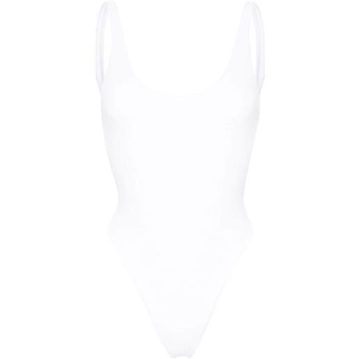 Elisabetta Franchi costume intero con monogramma di strass - bianco