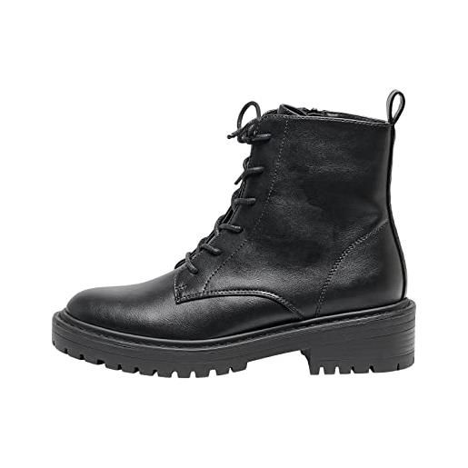 Only onlbold-17 pu lace up boot-noos, stivaletti donna, nero, 41 eu