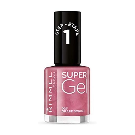 Rimmel London smalto unghie super gel - nail polish effetto gel a lunga durata - 023 grape sorbet - 12 ml