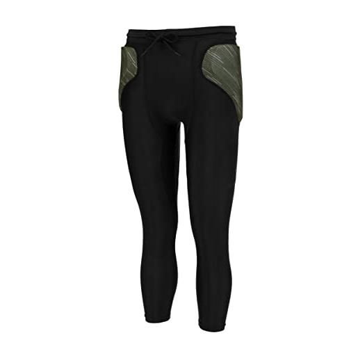 Reusch pantaloncini da portiere 3/4 con imbottitura cucita pantaloni calcio, nero/verde oliva, xl uomo