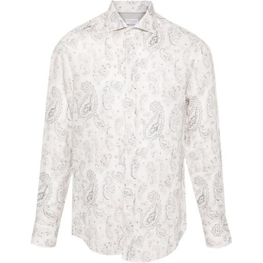 Brunello Cucinelli camicia con stampa paisley - bianco