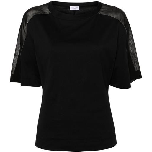 Brunello Cucinelli t-shirt con catena monili - nero