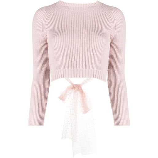 RED Valentino top a coste crop - rosa