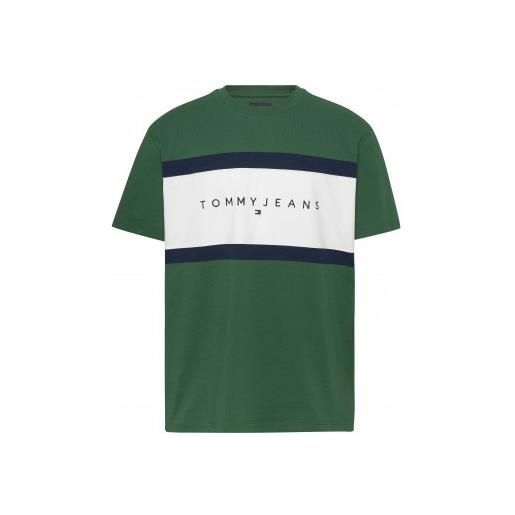 Tommy Jeans tjm reg cut & sew tee court green t-shirt m/m verde/bianca uomo